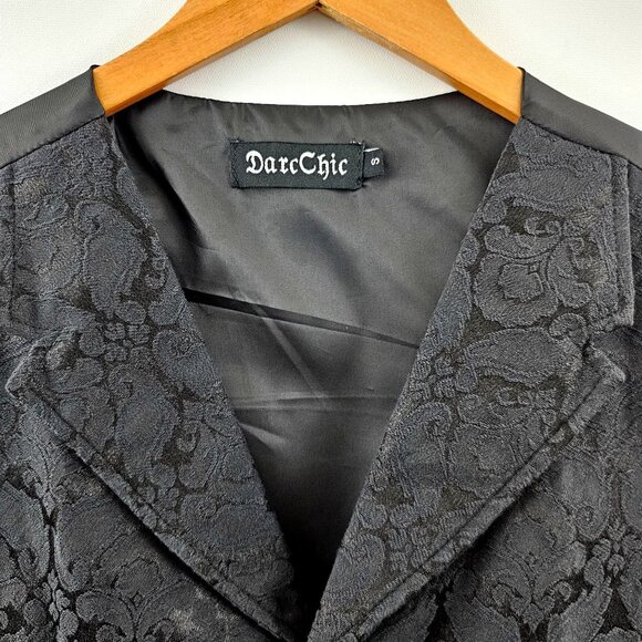 DarcChic Brocade Vest Size S Black Paisley Whimsigoth Vampy Steampunk Gothic - Picture 6 of 11